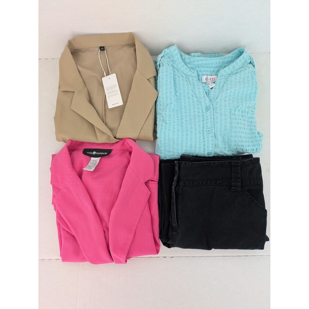 Womens Medium 8-10 Career Workwear Clothing Lot Blazers Black Wide Leg Jeans Top